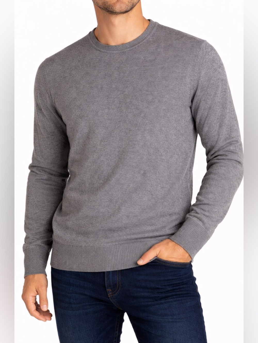 MNG Man Gray Crewneck Knit Sweater XL